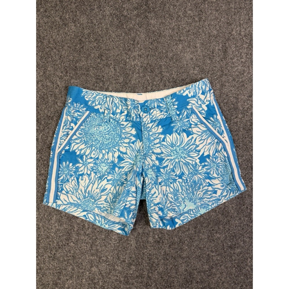 Women's Lilly Pulitzer Blue Floral Print Callahan Shorts Size 000 Flowers